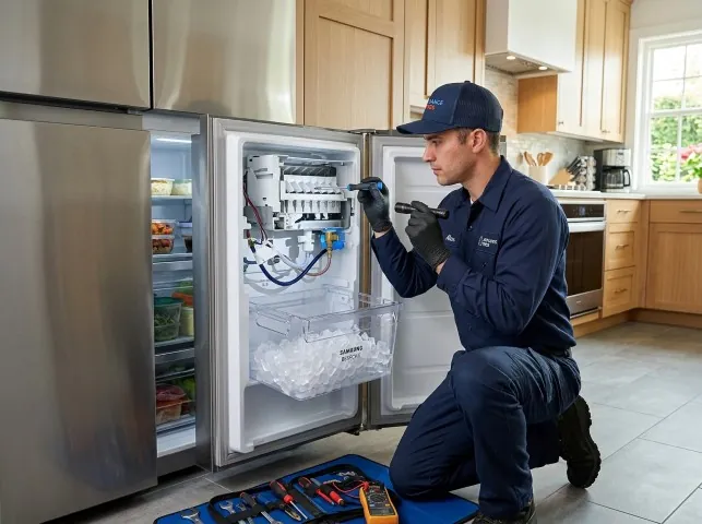 Appliance Repair Hero technician repairing a refrigerator ice maker in Bonita Springs, FL